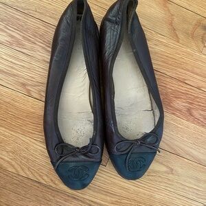 Chanel Brown Leather Ballet Flats